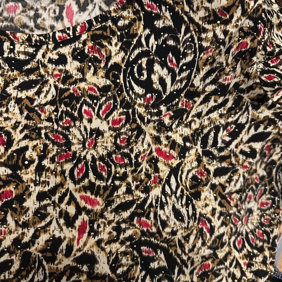 Rafaella Women's Top Paisley Gold Studded Stretch Comfort Elegant Boho Chic 1X - Picture 6 of 12